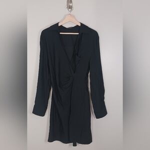 Lea & Viola V-Neck Midi‎ Black Career Workwear Women's Dress Size M